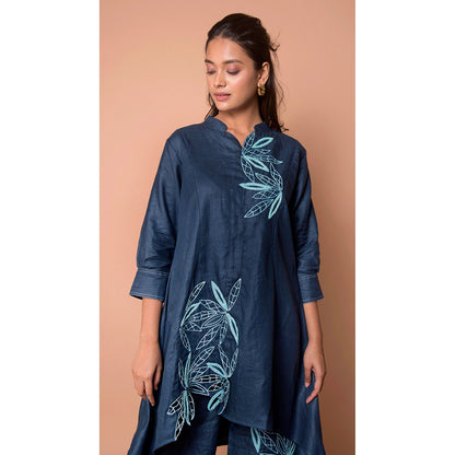 The House of Hemp Women Navy Blue Latest Stylish Kurta and Pant (Set of 2)