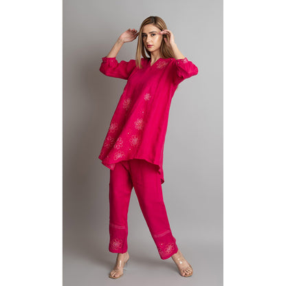 The House of Hemp Women Pink Latest Stylish Co-Ord (Set of 2)