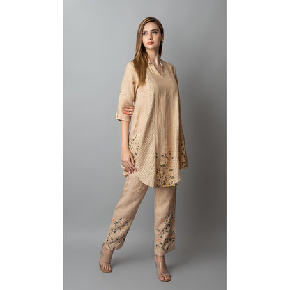 The House of Hemp Women Beige Latest Stylish Co-Ord (Set of 2)