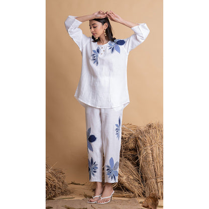 The House of Hemp Women White Latest Stylish Co-Ord (Set of 2)
