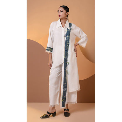 The House of Hemp Women Off White Latest Stylish Kurta and Pant (Set of 2)