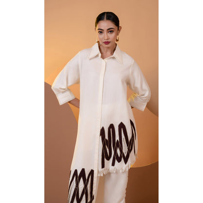 The House of Hemp Women Off White Latest Stylish Kurta and Pant (Set of 2)