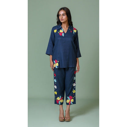 The House of Hemp Women Navy Blue Latest Stylish Co-Ord (Set of 2)