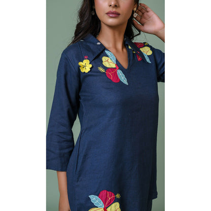 The House of Hemp Women Navy Blue Latest Stylish Co-Ord (Set of 2)