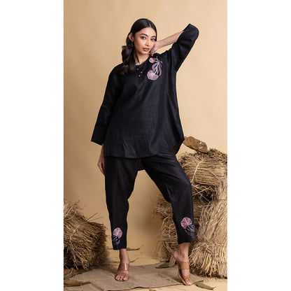 The House of Hemp Women Black Latest Stylish Co-Ord (Set of 2)