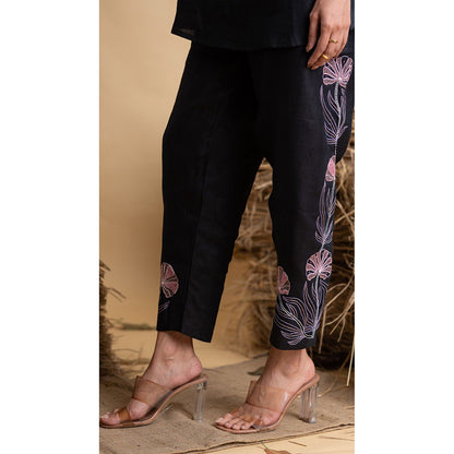 The House of Hemp Women Black Latest Stylish Co-Ord (Set of 2)