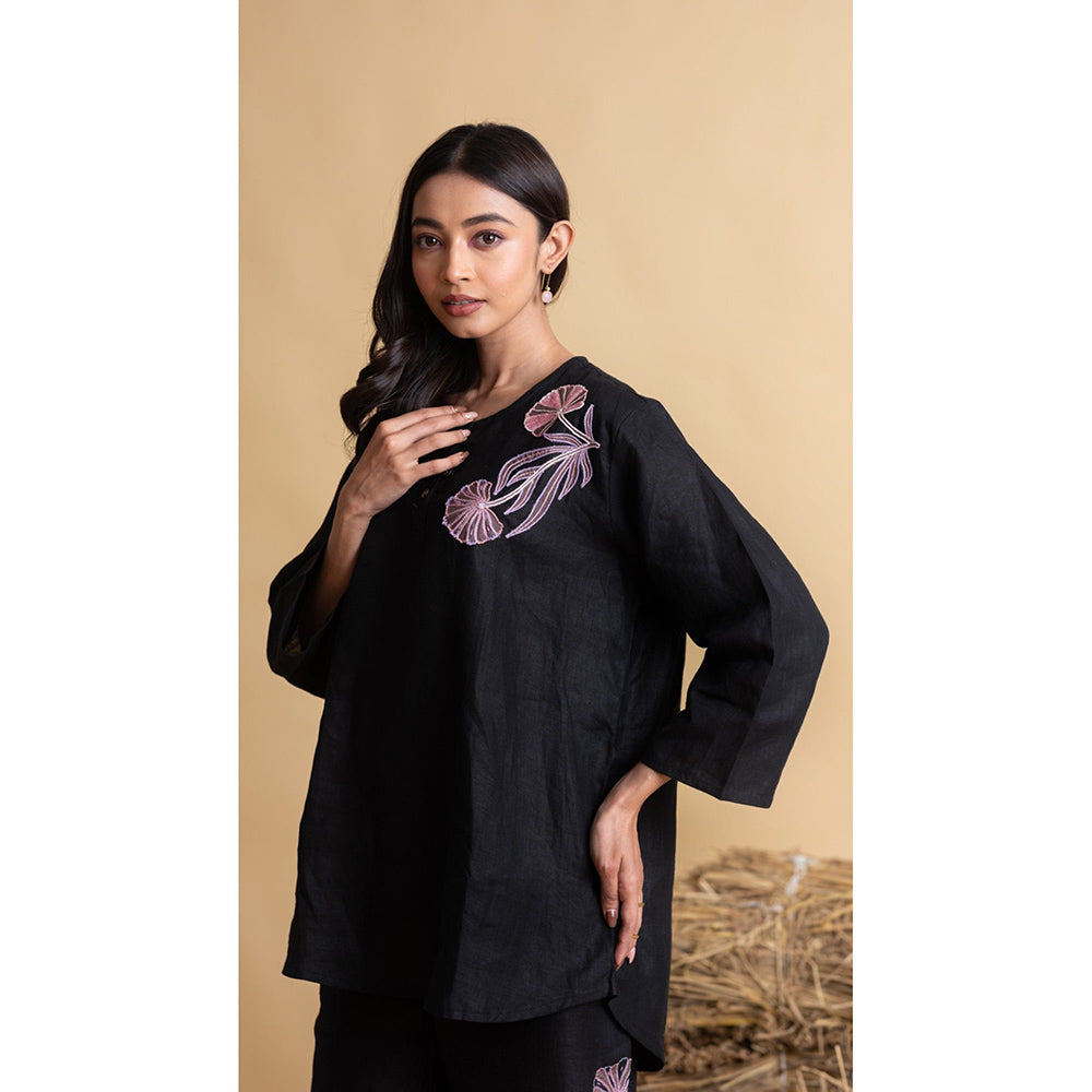 The House of Hemp Women Black Latest Stylish Co-Ord (Set of 2)