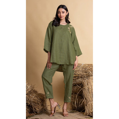 The House of Hemp Women Green Latest Stylish Co-Ord (Set of 2)