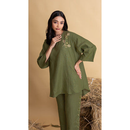 The House of Hemp Women Green Latest Stylish Co-Ord (Set of 2)
