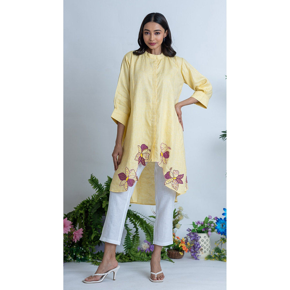 The House of Hemp Women Yellow Latest Stylish Kurta and Pant (Set of 2)