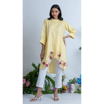 The House of Hemp Women Yellow Latest Stylish Kurta and Pant (Set of 2)