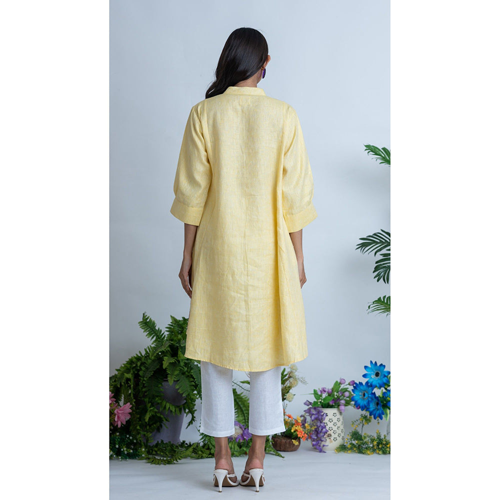 The House of Hemp Women Yellow Latest Stylish Kurta and Pant (Set of 2)
