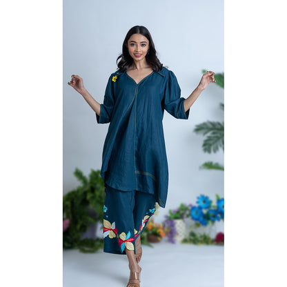 The House of Hemp Women Teal Latest Stylish Kurta and Pant (Set of 2)