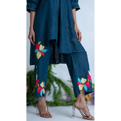 The House of Hemp Women Teal Latest Stylish Kurta and Pant (Set of 2)