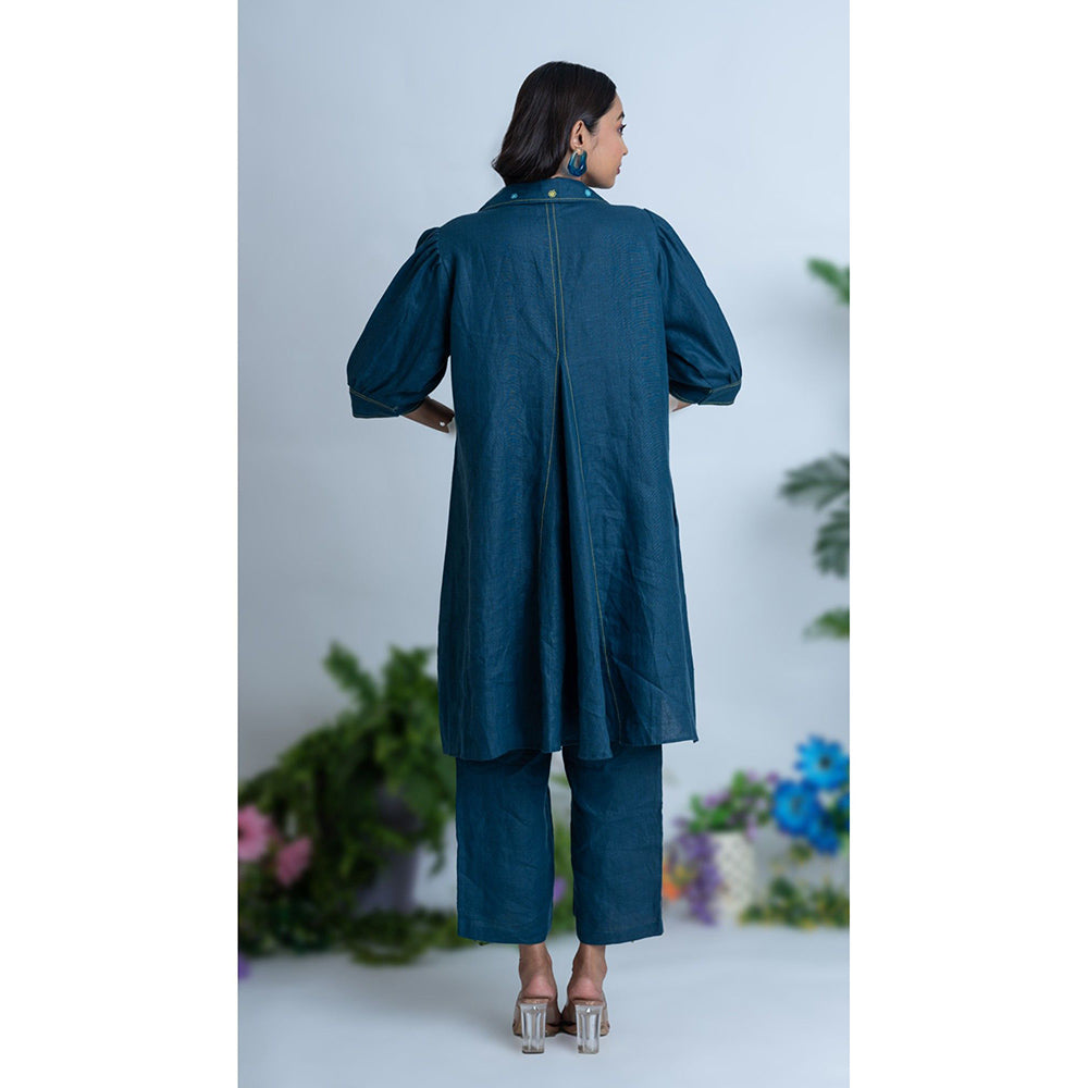 The House of Hemp Women Teal Latest Stylish Kurta and Pant (Set of 2)