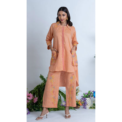 The House of Hemp Women Peach Latest Stylish Kurta and Pant (Set of 2)