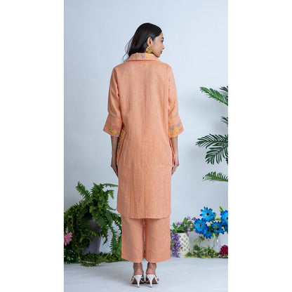 The House of Hemp Women Peach Latest Stylish Kurta and Pant (Set of 2)