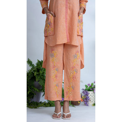 The House of Hemp Women Peach Latest Stylish Kurta and Pant (Set of 2)