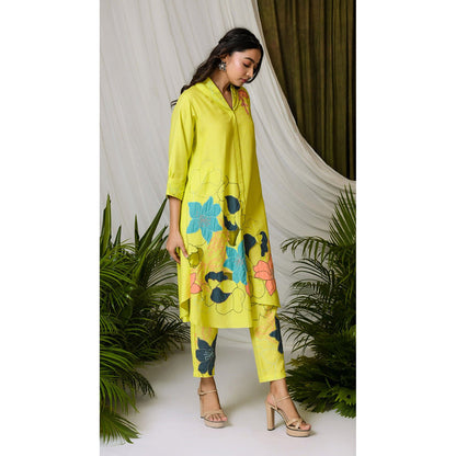 The House of Hemp Women Green Latest Stylish Kurta and Pant (Set of 2)