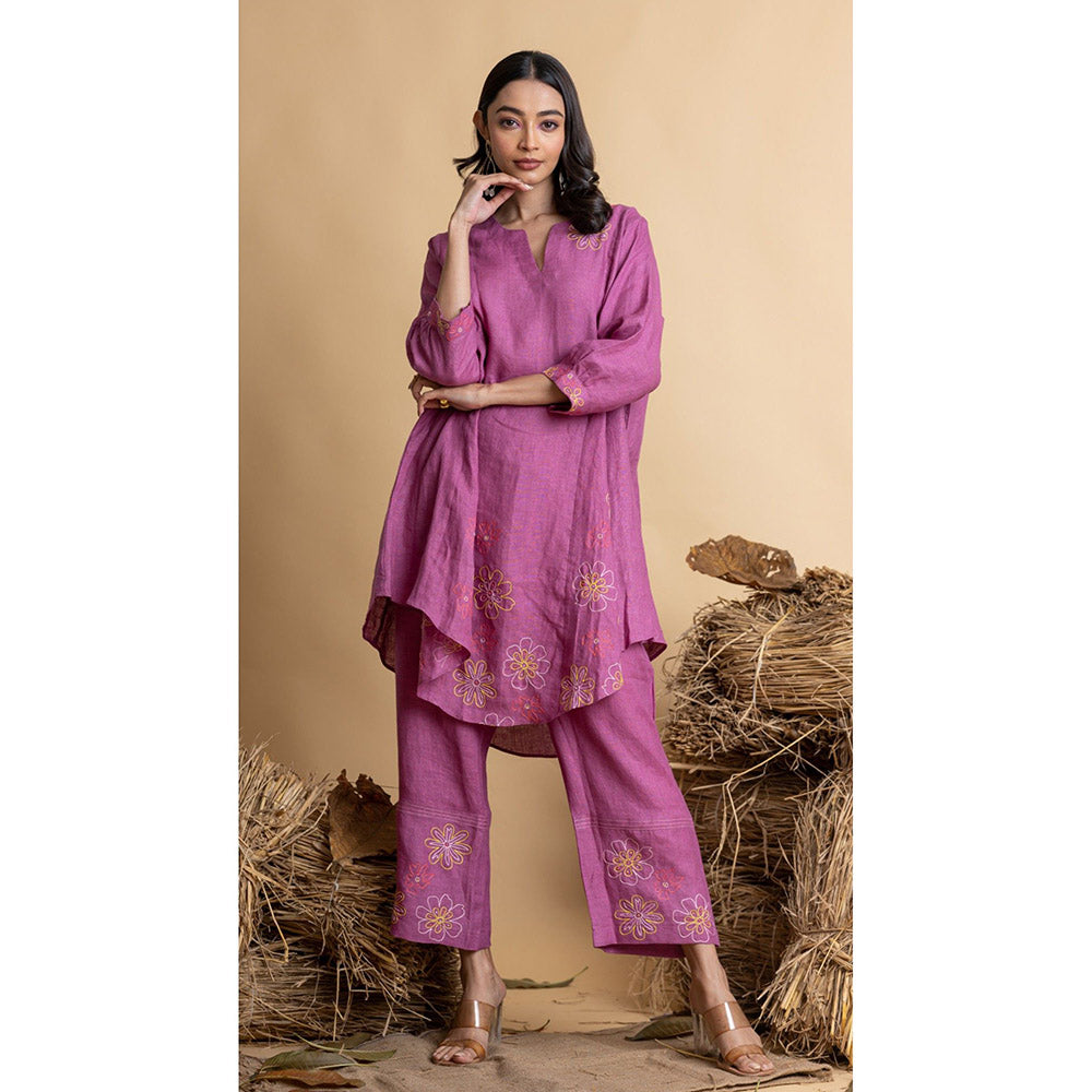 The House of Hemp Women Purple Latest Stylish Kurta and Pant (Set of 2)