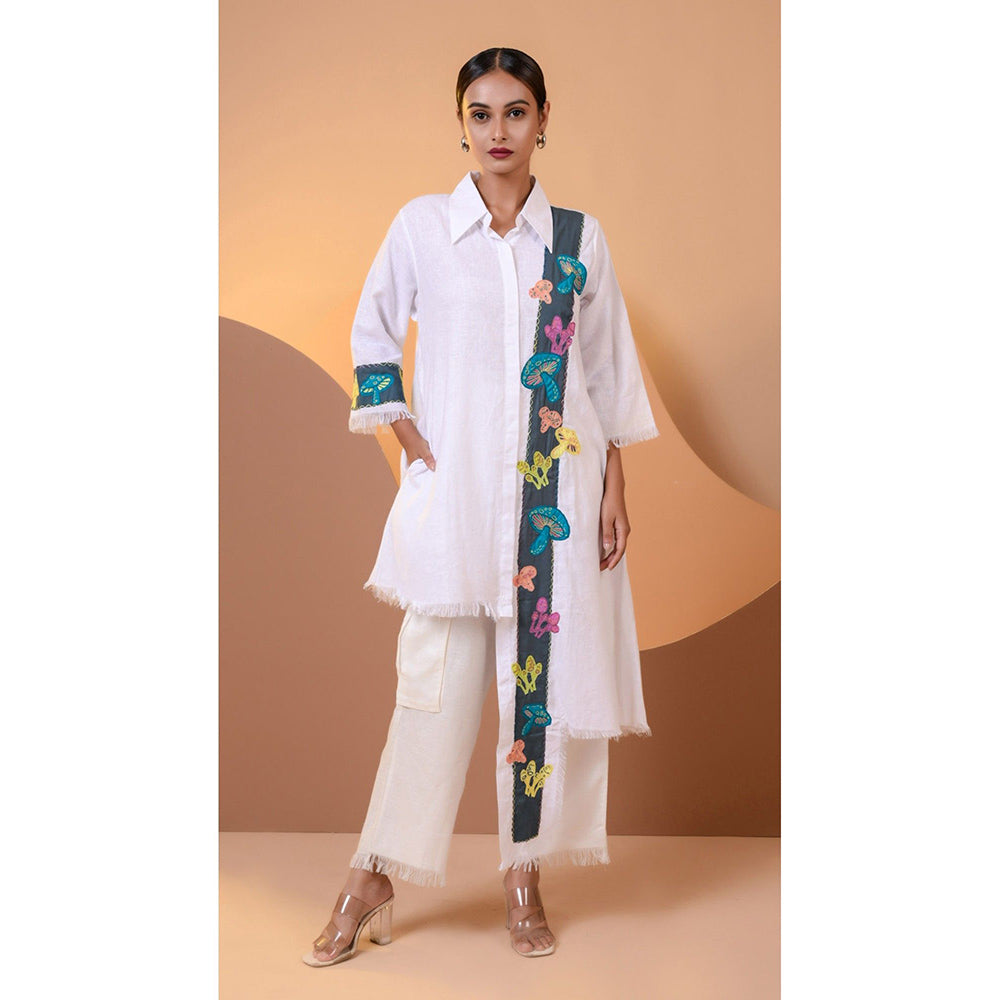 The House of Hemp Women White Latest Stylish Kurta and Pant (Set of 2)