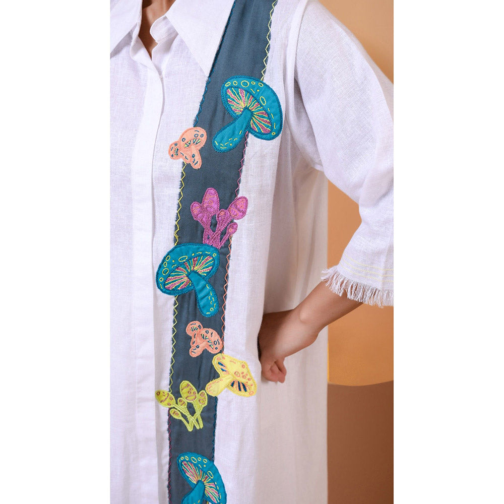 The House of Hemp Women White Latest Stylish Kurta and Pant (Set of 2)