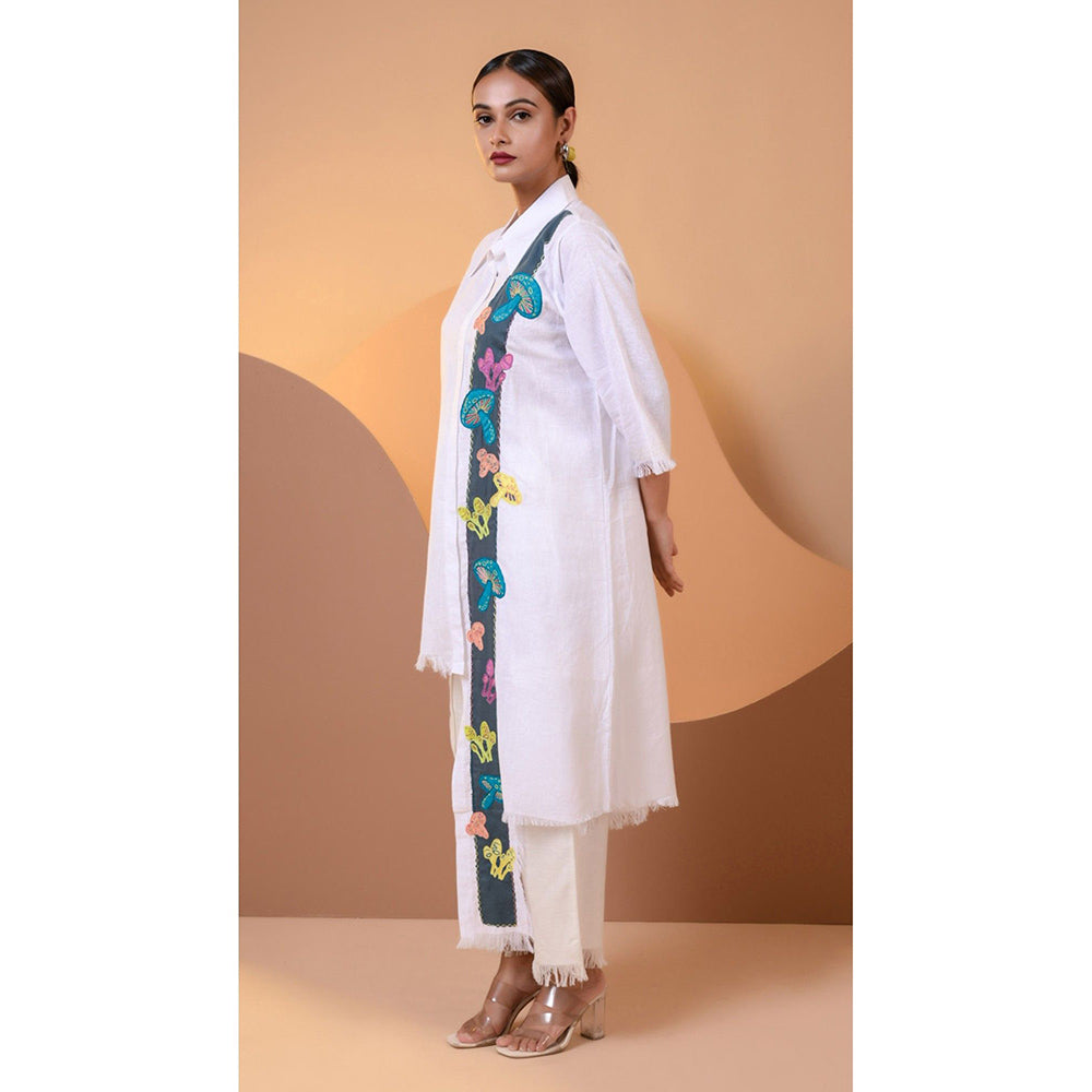 The House of Hemp Women White Latest Stylish Kurta and Pant (Set of 2)