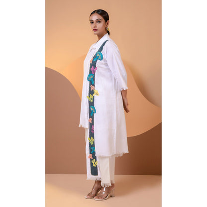 The House of Hemp Women White Latest Stylish Kurta and Pant (Set of 2)