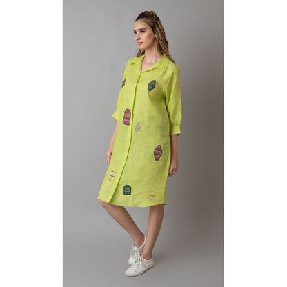 The House of Hemp Women Latest Midi Length Three Fourth Sleeves Dress