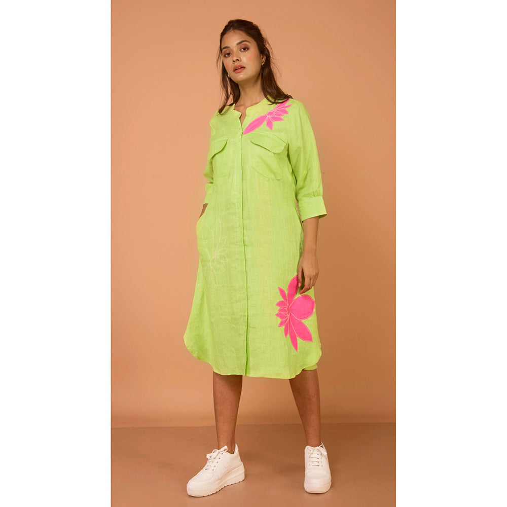 The House of Hemp Women Latest Midi Length Three Fourth Sleeves Dress