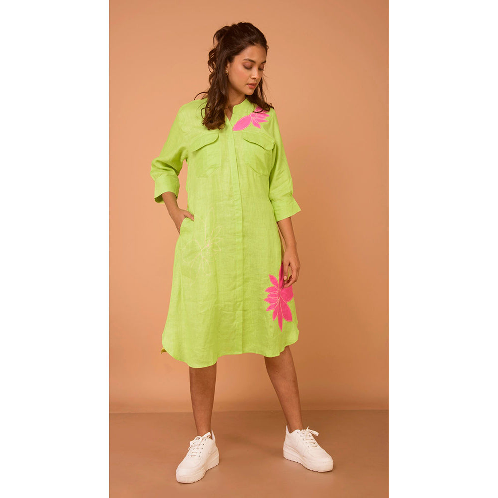 The House of Hemp Women Latest Midi Length Three Fourth Sleeves Dress