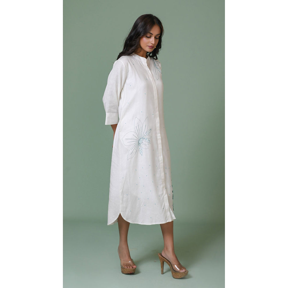 The House of Hemp Women Latest Midi Length Three Fourth Sleeves Dress