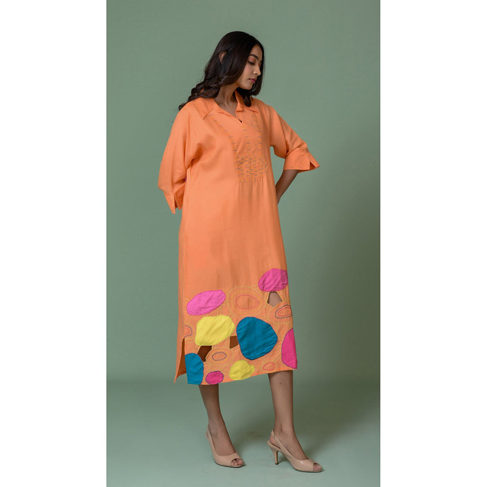 The House of Hemp Women Latest Midi Length Three Fourth Sleeves Dress