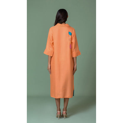 The House of Hemp Women Latest Midi Length Three Fourth Sleeves Dress