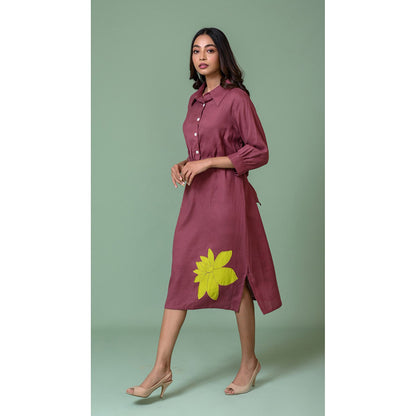 The House of Hemp Women Latest Midi Length Three Fourth Sleeves Dress