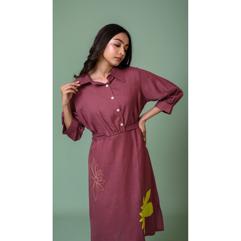 The House of Hemp Women Latest Midi Length Three Fourth Sleeves Dress