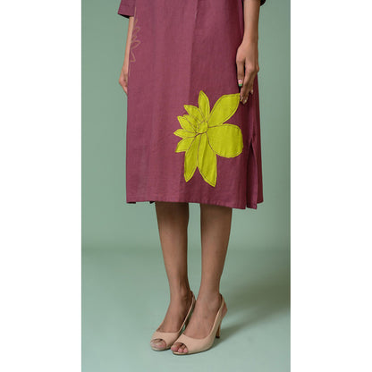 The House of Hemp Women Latest Midi Length Three Fourth Sleeves Dress