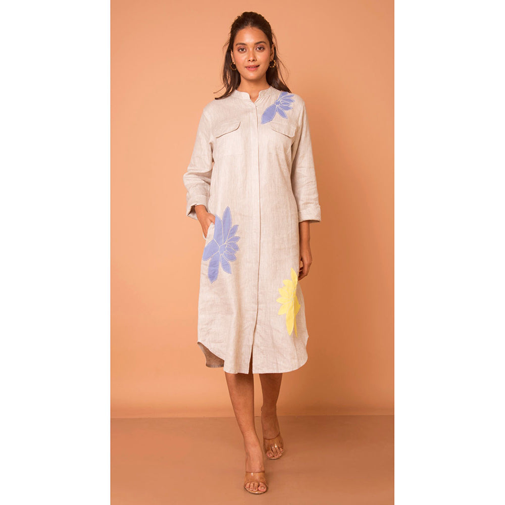 The House of Hemp Women Latest Midi Length Three Fourth Sleeves Dress