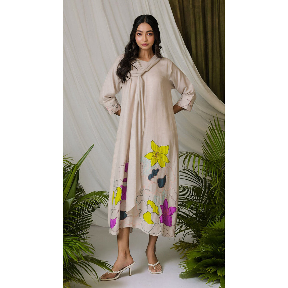 The House of Hemp Women Latest Midi Length Three Fourth Sleeves Dress