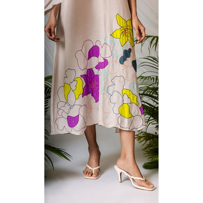 The House of Hemp Women Latest Midi Length Three Fourth Sleeves Dress