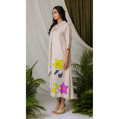 The House of Hemp Women Latest Midi Length Three Fourth Sleeves Dress