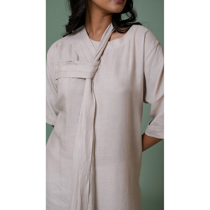 The House of Hemp Women Latest Midi Length Three Fourth Sleeves Dress