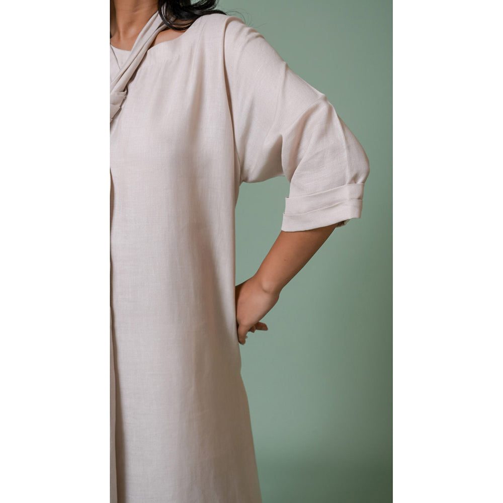 The House of Hemp Women Latest Midi Length Three Fourth Sleeves Dress