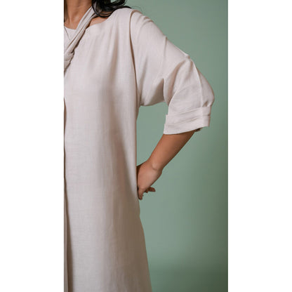 The House of Hemp Women Latest Midi Length Three Fourth Sleeves Dress