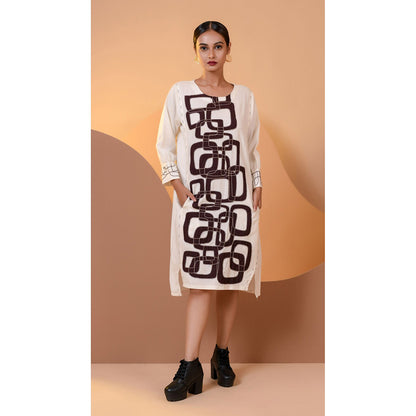 The House of Hemp Women Latest Midi Length Three Fourth Sleeves Dress