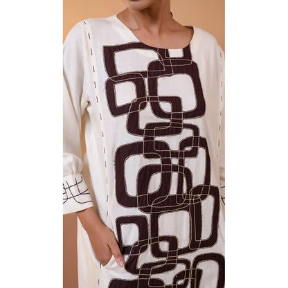 The House of Hemp Women Latest Midi Length Three Fourth Sleeves Dress