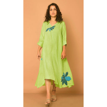 The House of Hemp Women Latest Midi Length Three Fourth Sleeves Dress