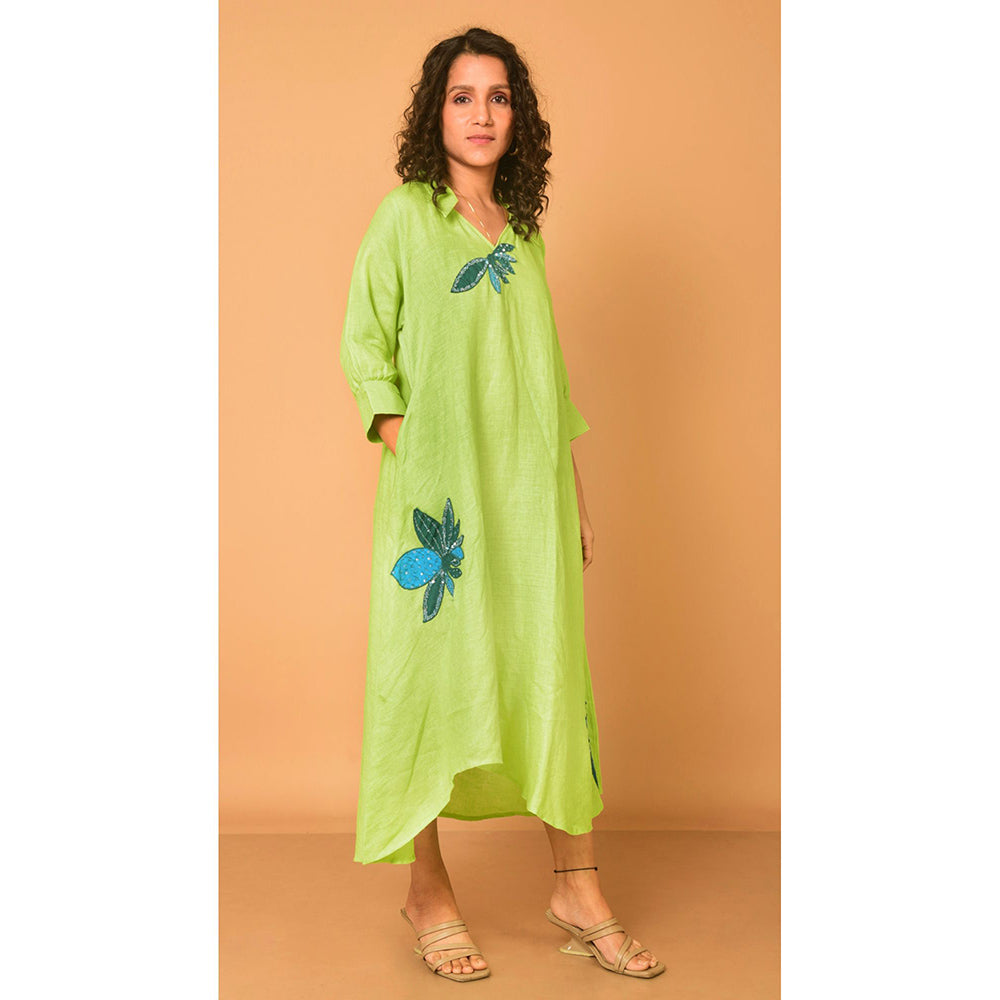 The House of Hemp Women Latest Midi Length Three Fourth Sleeves Dress