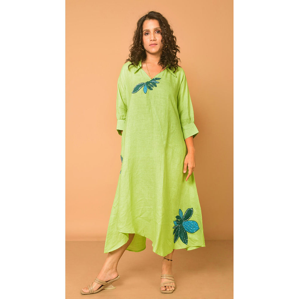 The House of Hemp Women Latest Midi Length Three Fourth Sleeves Dress