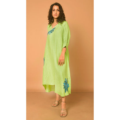 The House of Hemp Women Latest Midi Length Three Fourth Sleeves Dress